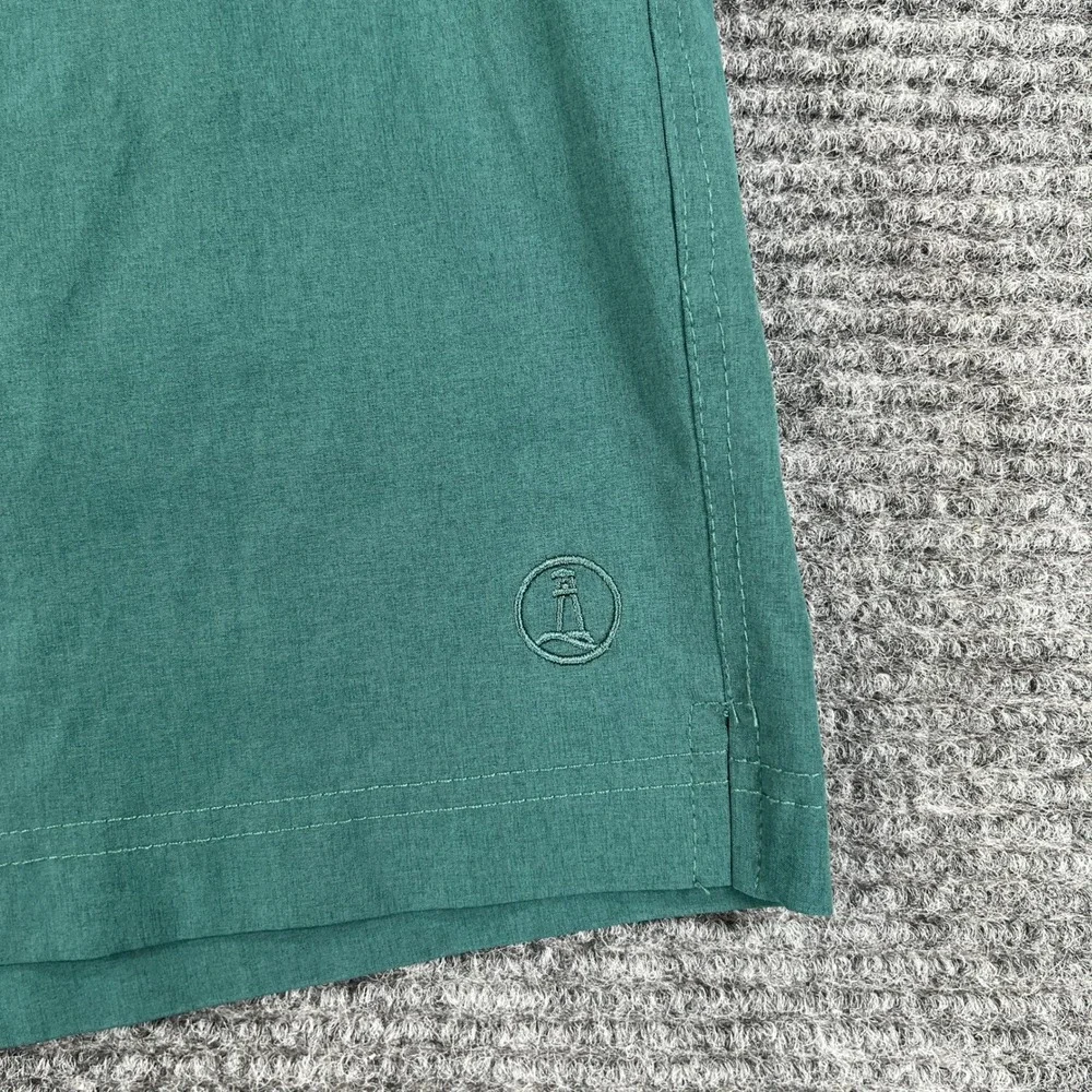 Lands End Swim Trunks Mens XXL Green Elastic Waist Quick Dry Beach Pool